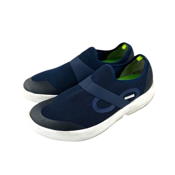 OOFOS 00mg Mens Low Recovery Athletic Shoe Size 12.5 Slip On Sneaker Navy White - Picture 1 of 11